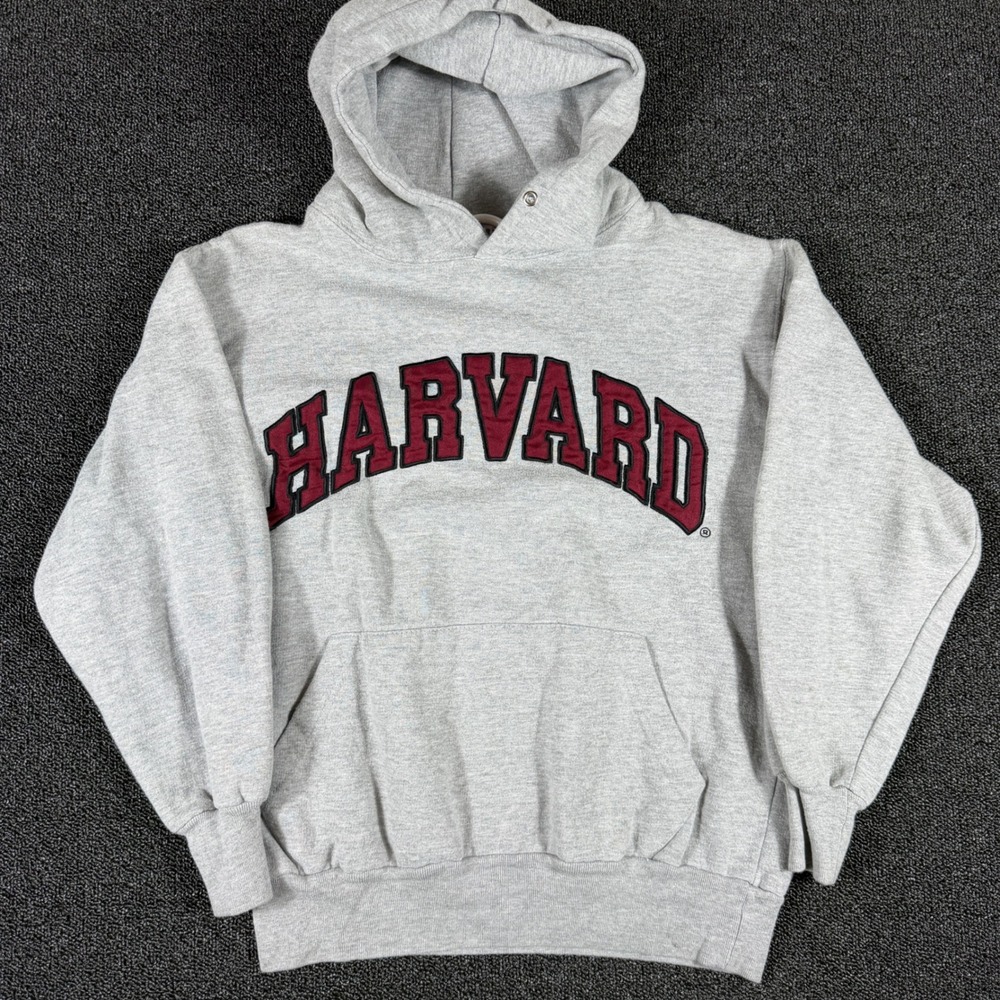 Vintage Harvard Hoodie Men's Small Gray Varsity Collegiate Sweatshirt Ivy Leauge